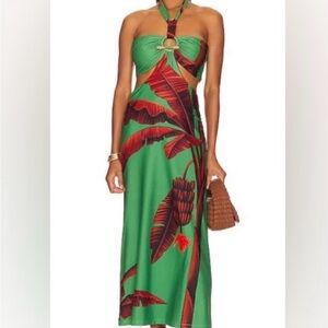 Johanna Ortiz Platanera convertible swimsuit dress in Banana Emerald & Cocoa